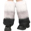 Women Winter Plush Contrast Color Leg Warmer Aesthetic Vintage Fuzzy Thickened Boot Cuffs Leg Gaiters Cover Long Socks