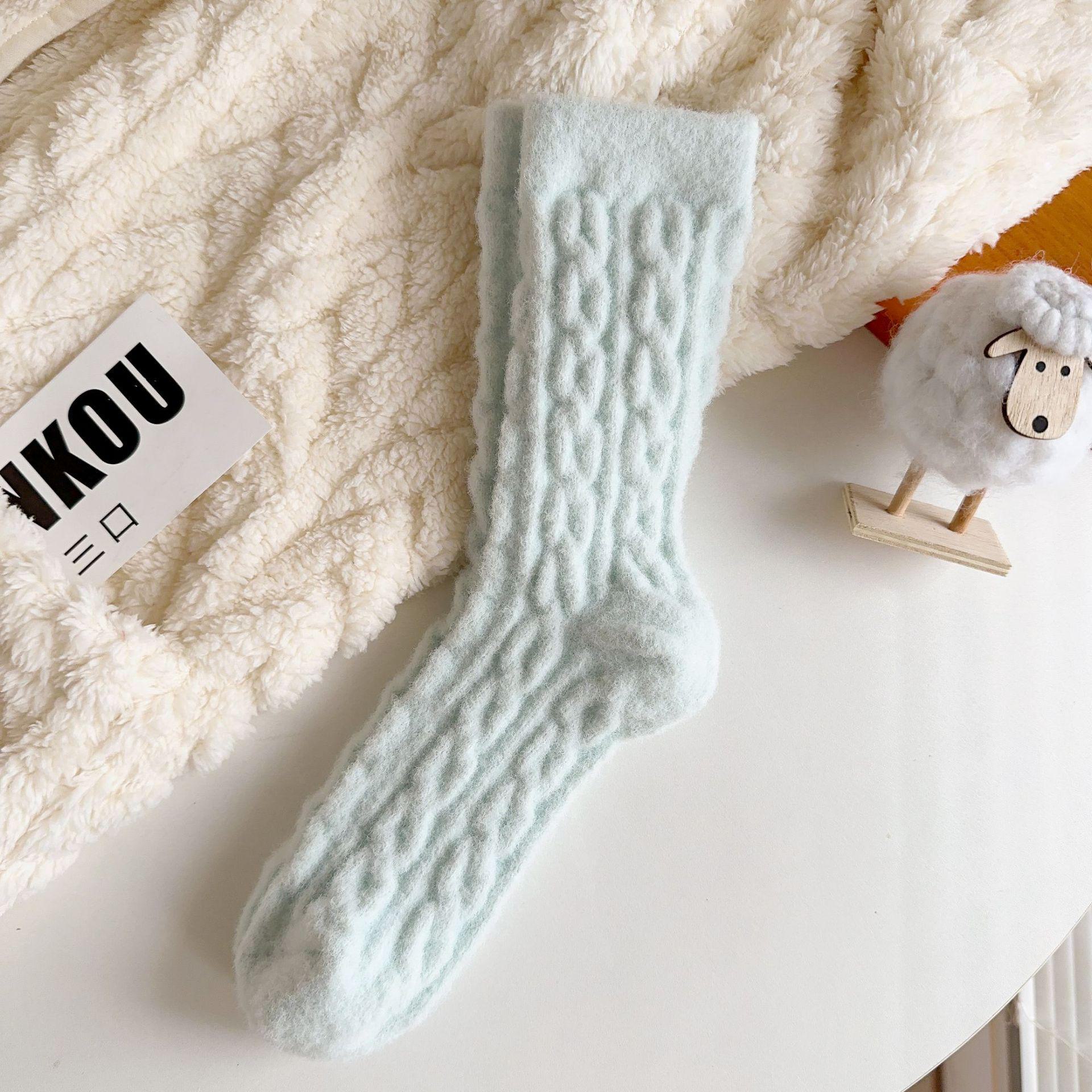 

Женские носки средней длины из витого австралийского флиса кораллового цвета — толстые, теплые, мягкие для дома и сна осенью/зимой. One Size светло-синий