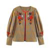 European and American Style, New Women's Clothing, Fashionable, Striped Flower Embroidered Jacket 2855201 615