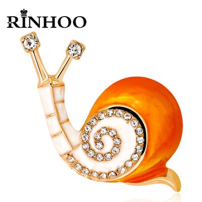 Rinhoo Fashion Enamel Cute Snails Insect Brooches Pins For Women Rhinestone Crystal Brooch Bijouterie Animal Party Badge Jewelry