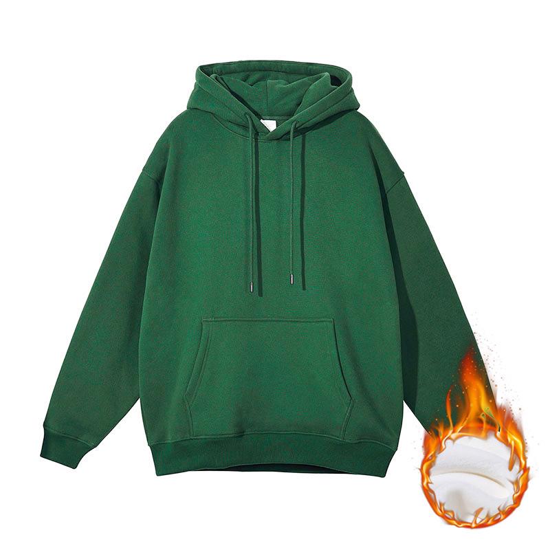 Unisex Heavyweight Hoodie: Solid Color American Street Style for Autumn/Winter