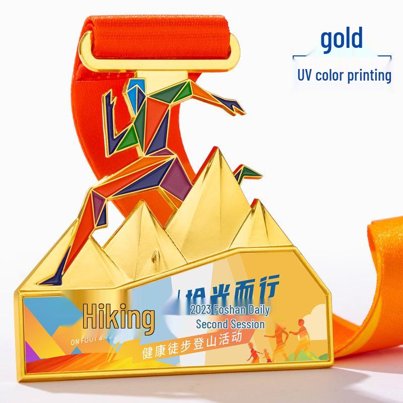 Custom Gold Off-Road Running, Marathon, and Hiking Champion Medal