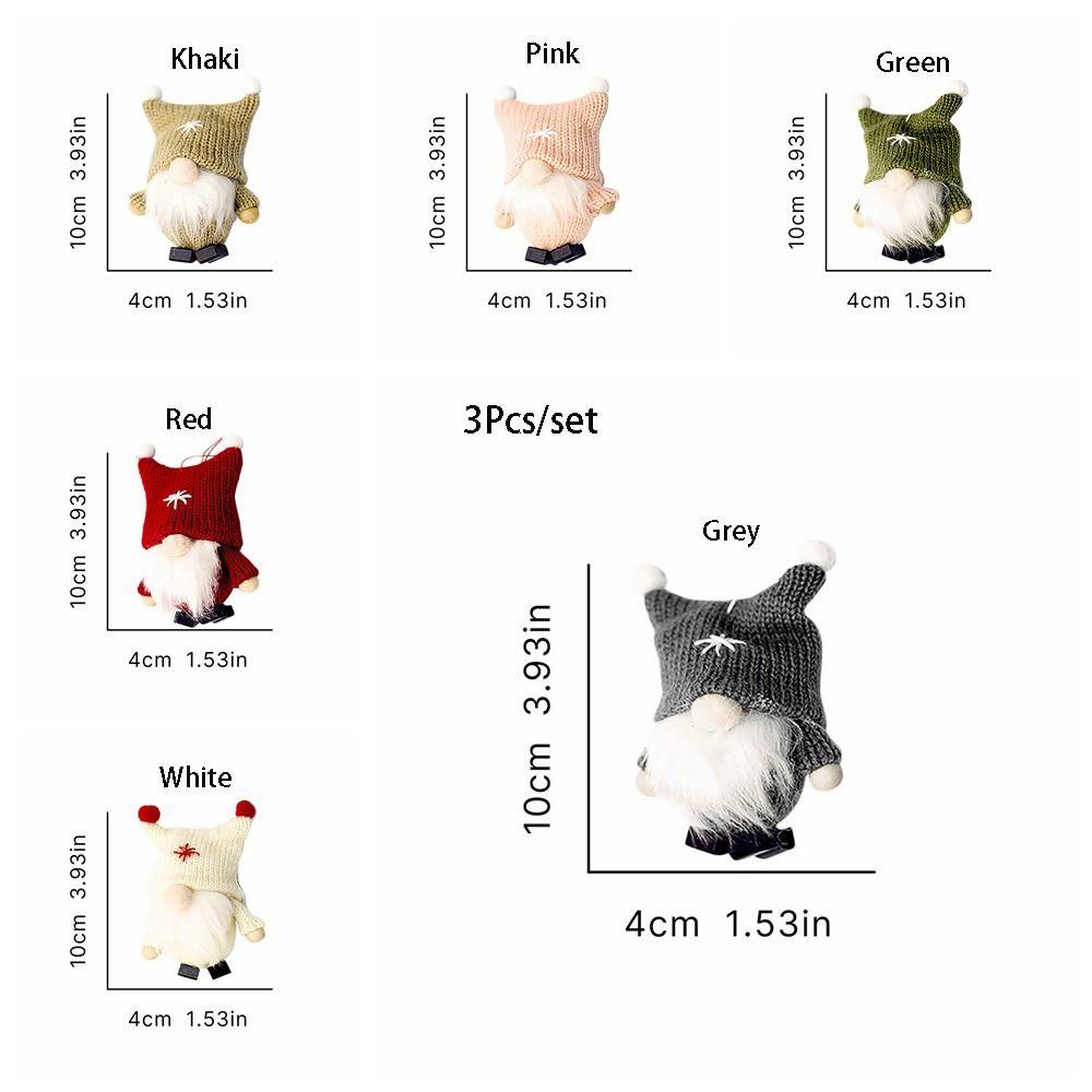 3 Pcs Mini Christmas Gnome Pendant Soft Elf Gnome Figurine Faceless Rudolph Pendant  Home Decor