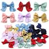 20pcs 4x7cm Polyester Satin Ribbon Bows Colorful Handmade Bow Flower For DIY Christmas Party Clothing Headwear Decor Accessories