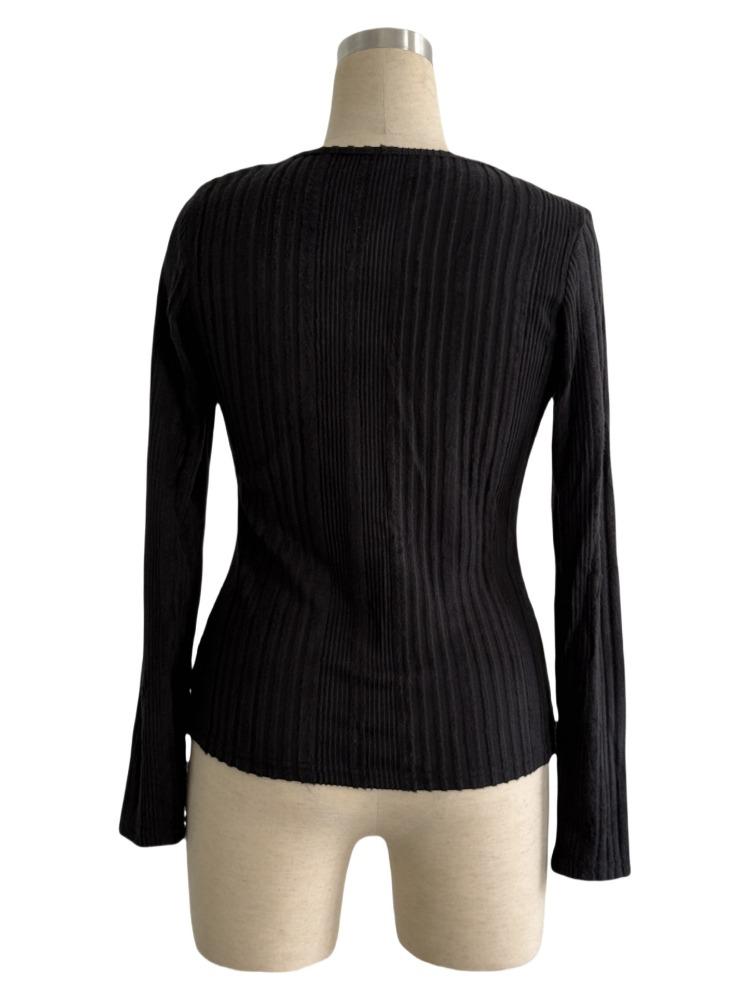 Herbst Damen Asymmetrischer Kragen Ausgeschnittenes Design Langarm T-Shirt Tops Damen Vielseitige Schrank-Essentials Modeartikel Shirt