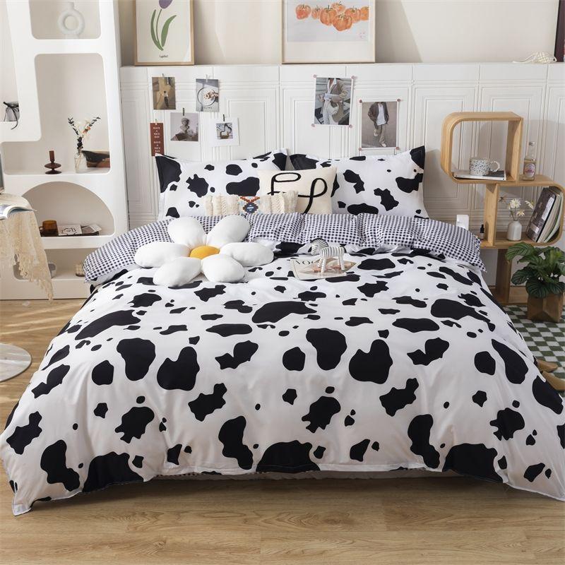 

Комплект постельного белья «Четыре сезона», 4 шт., матовое постельное белье, домашнее студенческое простыня с принтом, пододеяльник, наволочки для кроватей King Queen 150x200cm-4pcs