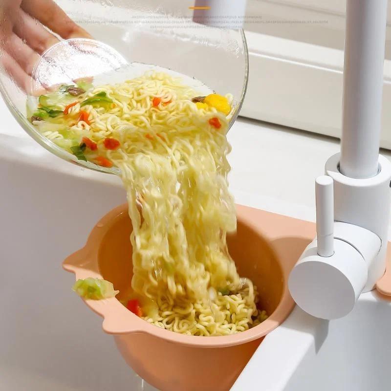 Round Cartoon Cat Sink Strainer Household Fruit Vegetable Drainer Basket Filter Shelf Sponge Rack Kitchen Tool Accessories