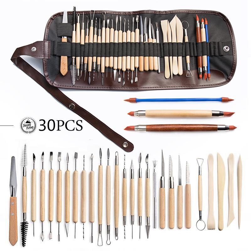 30-Piece Polymer Clay and Pottery Tool Set for Sculpture and Carving