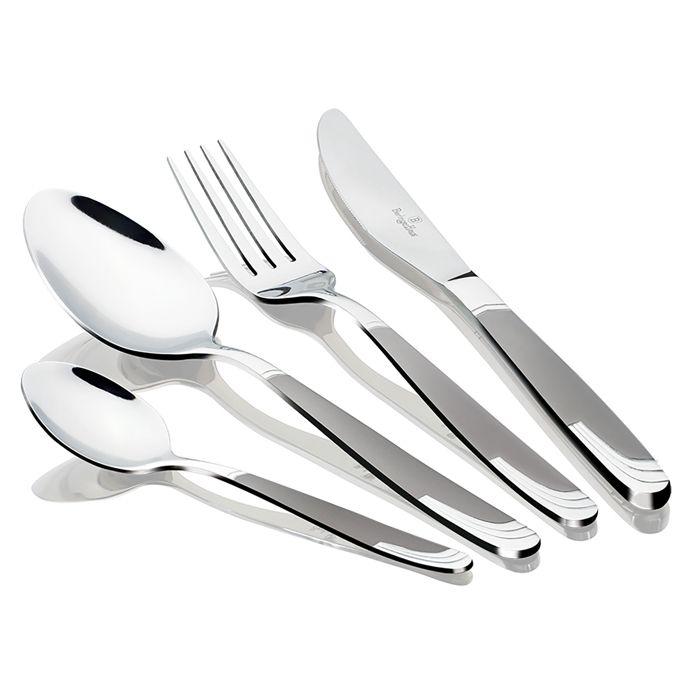 Ménagère 24-Piece Acier Inox. Finition Polie / Mat Couverts pour 6 Personnes Berlinger Haus Matt-Mirror Inox