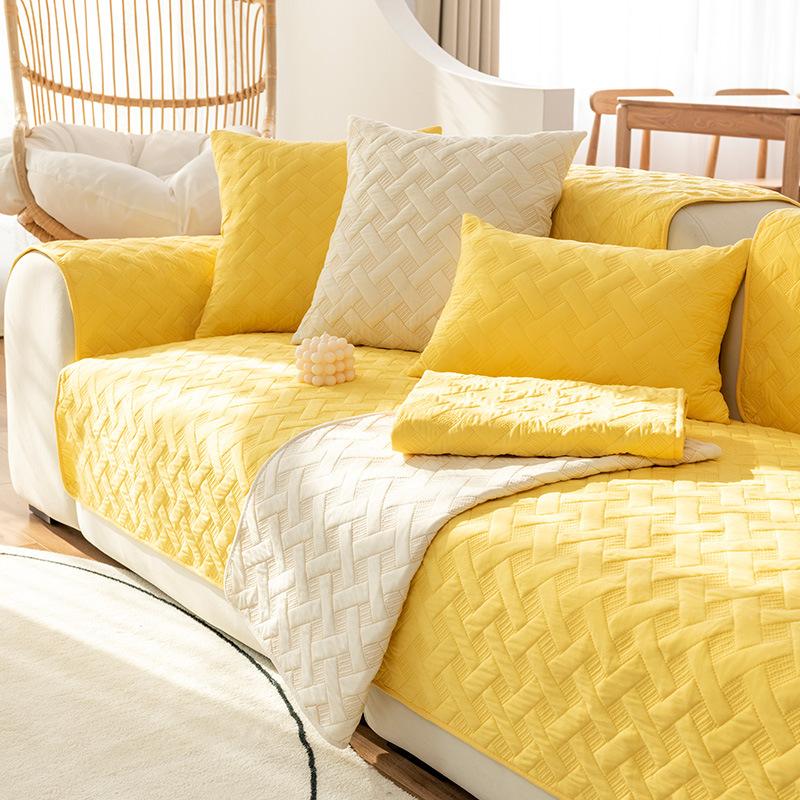 Nordic Pure Cotton Sofa Cushion Simple Modern Four Seasons Universal Non-Slip Fabric Seat Cushion Leather Sofa Cover Cover Cloth Towel