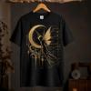 Gothic Gold Celestial Moon Fairy T Shirt Y2k Grunge Alt Goth Mystical Sigilism Dark Academia Witchy Aesthetic Casual Vintage