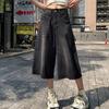 Summer Vintage Women Baggy Jeans Y2k Loose Washed High Waist Knee Length Denim Pants Streetwear Wide Leg Shorts