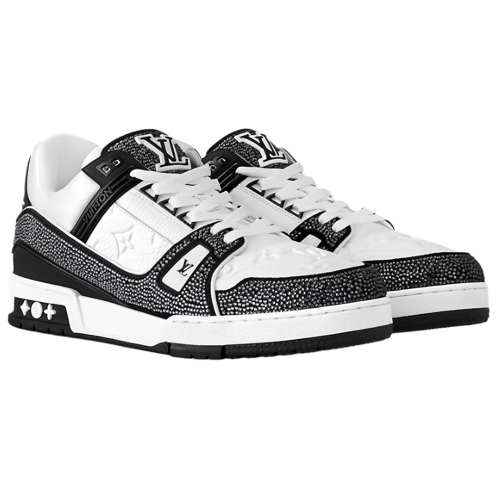 Louis Vuitton Lv Trainer Sneakers 'Black White Rhinestones' 1ABM04