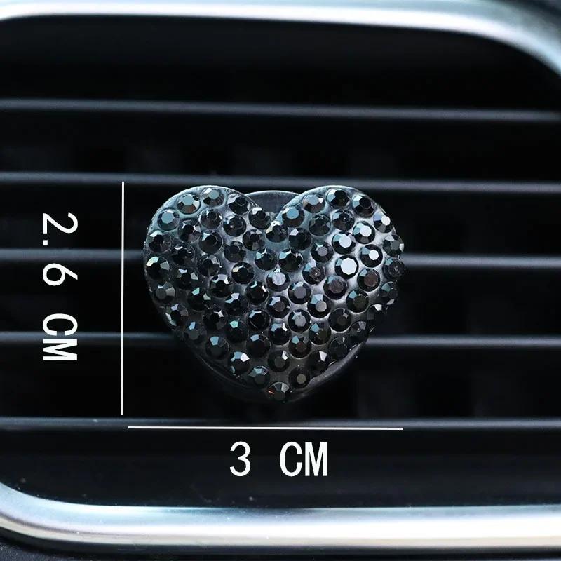 Car Air Outlet Perfume Clip Heart-shaped Rhinestone Car Air Conditioning Air Vent Decoration Perfume Clip Auto Accessories