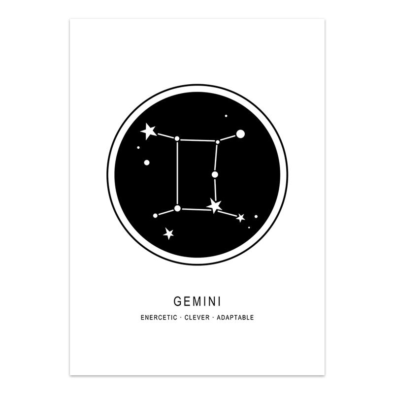 Postere Pânză Constelații Pepinieră Alb-Negru Astrologie Artă de Perete Poster Picturi Imagine Decor Acasă Decorațiune Geometrie