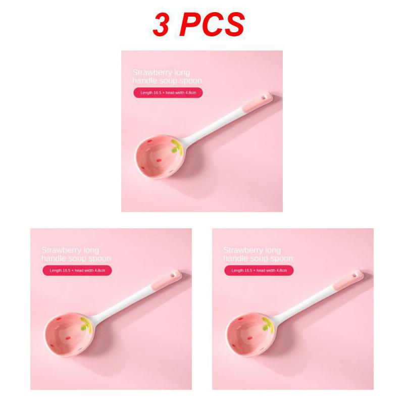 Kitchen Tools Dessert Snack Scoop Multipurpose Good-looking Ceramic Spoon For Children High-quality Cute Teaspoon 1/2/3PCS