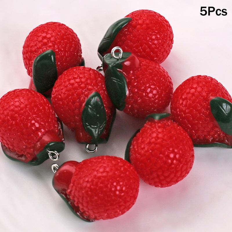 5PCS 3D Lifelike Fruit Miniature Resin Beads Fadeless Color for DIY Bracelet Necklace Jewelry Making Family Craft Activities