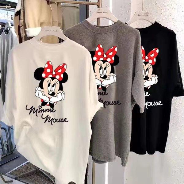 Women Minnie Mouse Graphic Short Sleeve T-Shirt Casual Loose Round Neck Cartoon Print Summer Tee Top