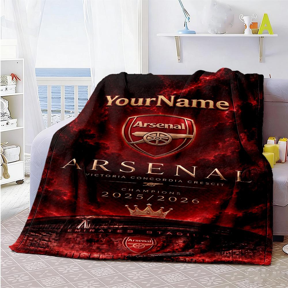 Arsenal Customize Text Blanket Gift Customizable Blanket Soft Warm Cozy Perfect for Office Bed Nap Couch Four Seasons Multipurpose