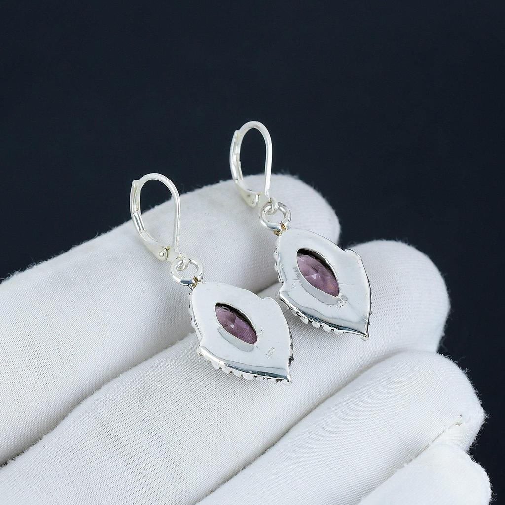Amazing Pink Kunzite Gemstone Earrings, 925 Sterling Silver Earring, Handmade Boho Silver Jewelry Dangle Earrings, Engagement Gift