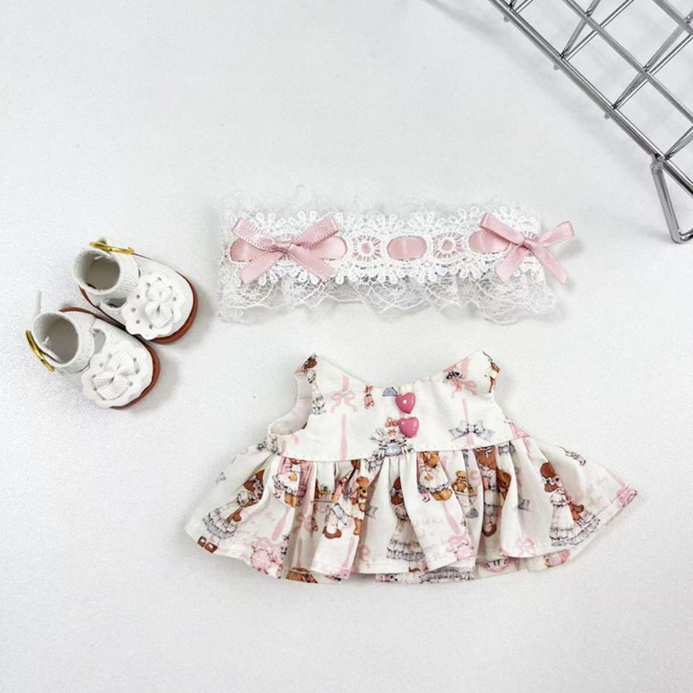 

Ведмежий візерунок Сидячий Вечірній Костюм Сукня Лабубу Лоліта Лабубу Час Одяг Бавовняні Аксесуари для Ляльки рожевий