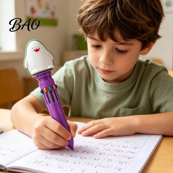 Student Prizes for Classroom 10 in 1 Cartoon Ballpoint Pen, Multicolor Press Retractable Pens, Pens Students Smooth Writing Stationery Supplies School