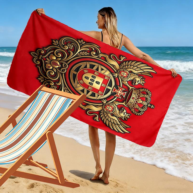 Portugiesisches Erbe Emblem Strandtuch Strand Strandtuch für Urlaubsfotos Schwimmen Meeresufer Saugfähiges Badetuch Komfort Mode