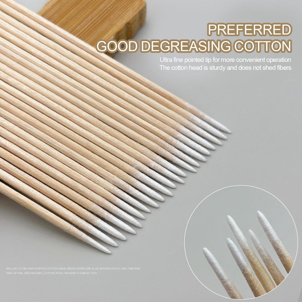 100pcs Nails Wood Cotton Swab Clean Sticks Buds Tip Wooden Cotton Head For UV Gel Polish Remover Nail Art Tools