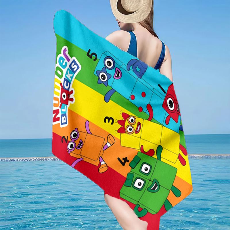 Number-Blocks Abenteuer Strandtuch, Superweiche Mikrofaser, Geschenk für Sie/Ihn, Geburtstag, für Pool, Strand, Reisen, Heimdeko Fan-Geschenke