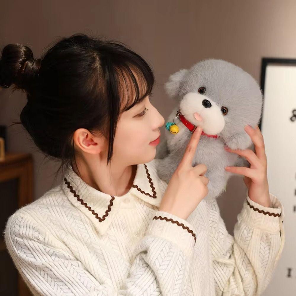 PP Cotton Red Bell Puppy Dolls Sitting Stuffed Animals Puppy Doll  Home Decor