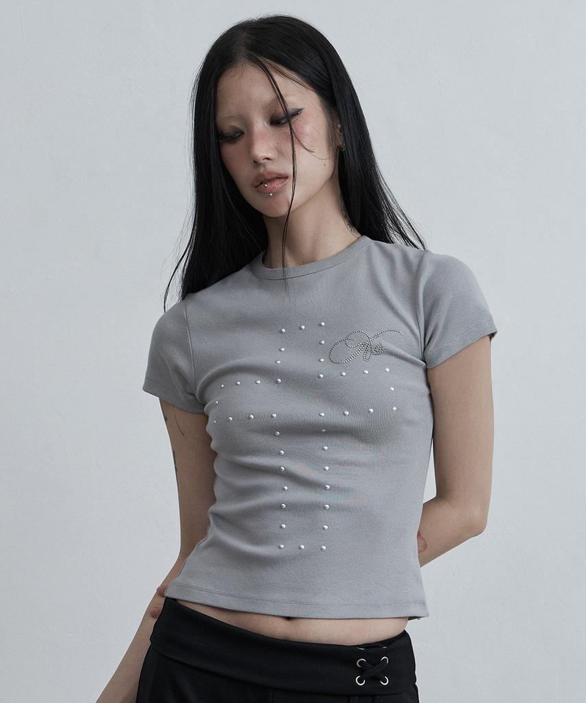 Aejeuyua Cross Hotfix T-Shirt Gray