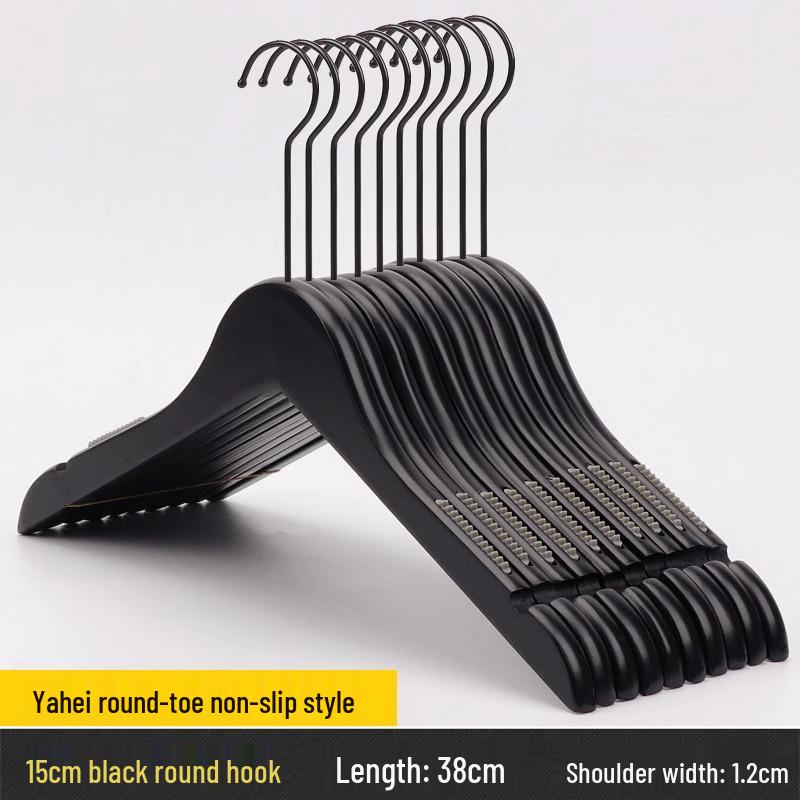 Women's Clothing & Children's Store Non-slip Solid Wood Hangers - Pure Black Trouser & Clothes Hangers