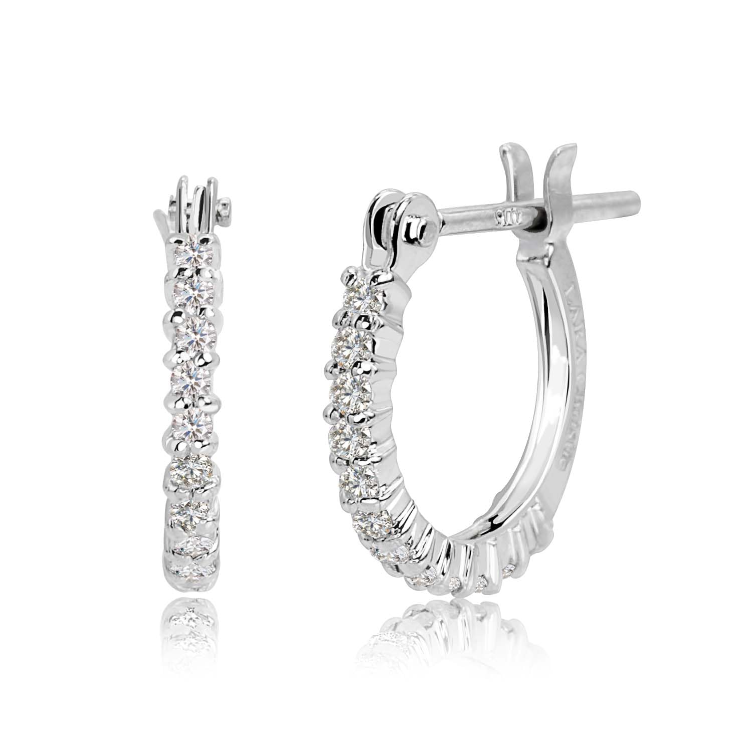 

LARA Christie Diamond Hoop Earrings 12 Stones Binaural Total 24 Stones PT900 Platinum PLATINUM Collection [Lara Christie] 0.1ctUP le71-0004-pt платиновий