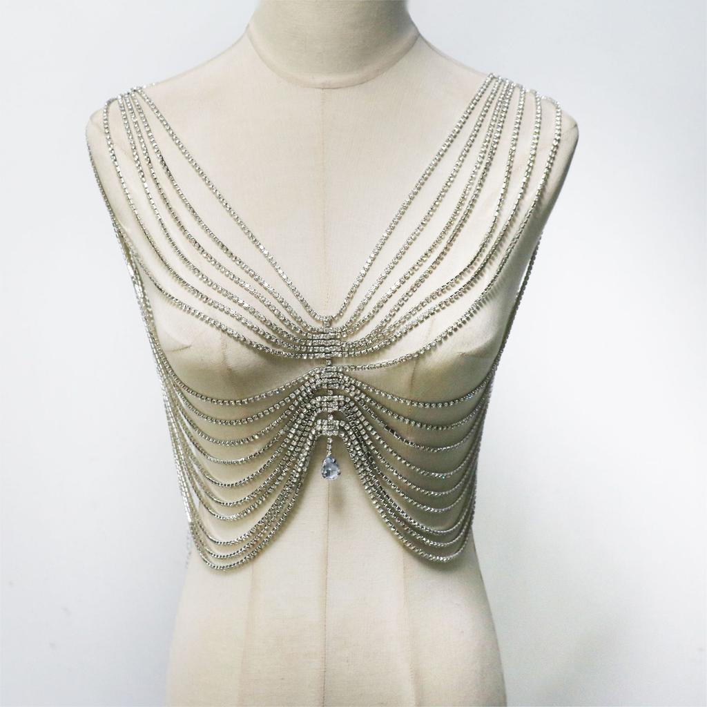 Sexy Rhinestone Breast Chain, Water Drop Pendant, Rhinestone Breast Chain, Sexy Nightclub Party European And American Jewelry.