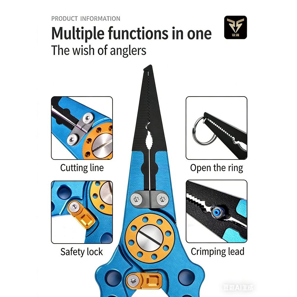 Multi-functional Fishing Pliers (Straight & Bent Jaws) — Hook Remover, Extended Hook Extraction Tool, and Fish Gripper