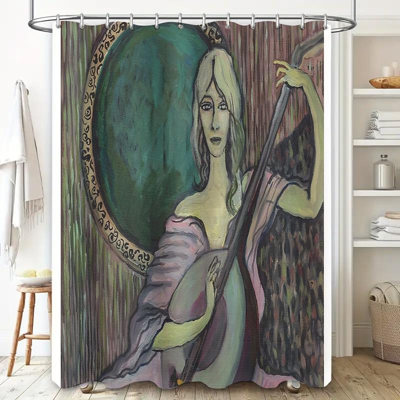 Vintage Gothic Tapestry Shower Curtain Dark Academia Home Decor Renaissance Art Bathroom Set Elegant Victorian Backdrop