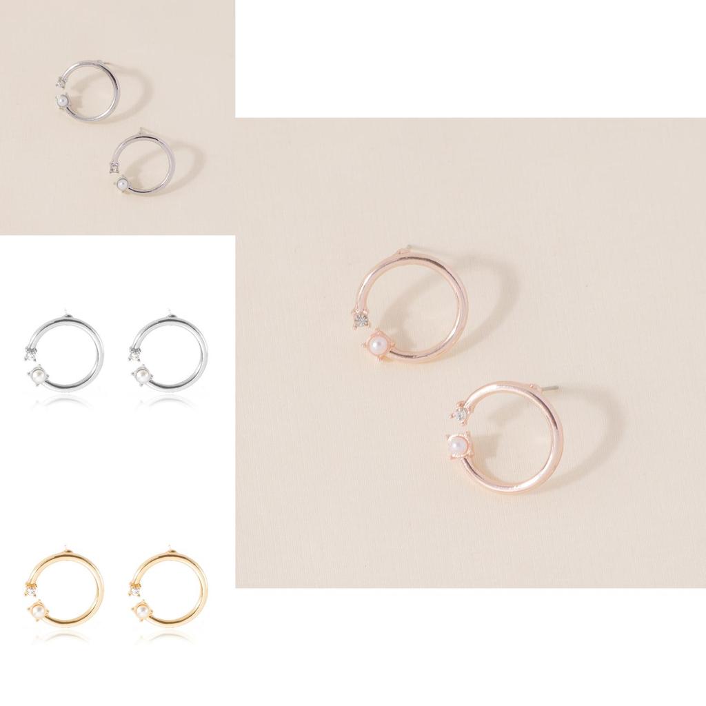 Fashionable Alloy Geometric Pearl Stud Earrings For Women Trendy Designs