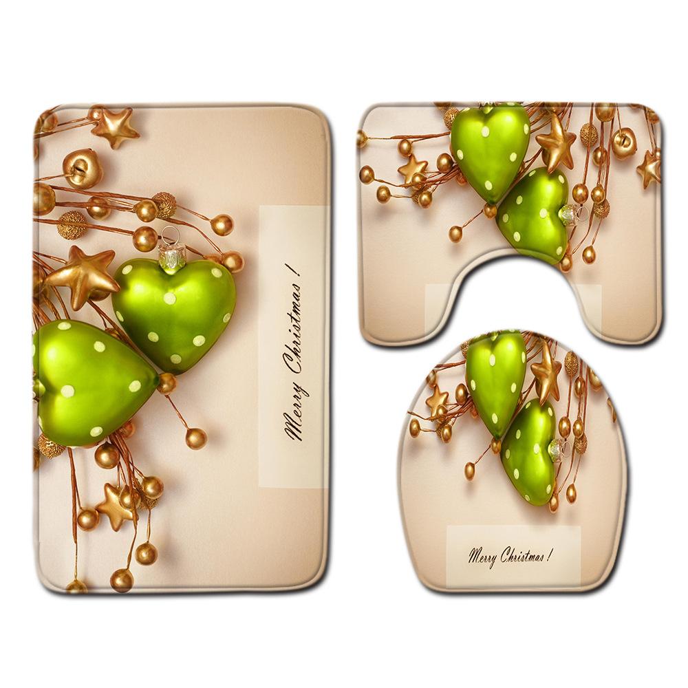 Christmas Bathroom Floor Mat Toilet Three-Piece Set