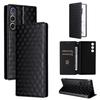 Cubic Grid Texture Flip Leather Phone Case