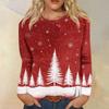 Women's Fashion Casual Long Sleeve  Print Round Neck Top