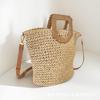 2025 new oblique span hand-carry dual-purpose papyrus woven bag fashionable Mori summer vacation commuter hand-woven bag