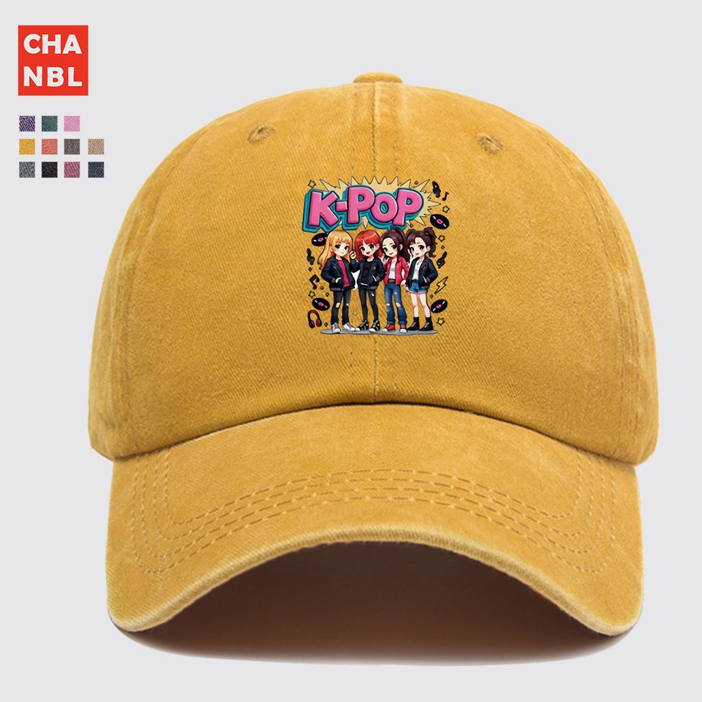 pc KPOP Themed Cartoon Group Printed Baseball Cap Fashionable Trendy Curved Brim Hat Unique EyeCatching Design Unisex Adju