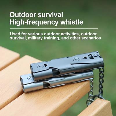 1 Pc Double Pipe Pendant Keychain High Decibel Outdoor Survival Emergency Whistle Camping Tool Multifunction