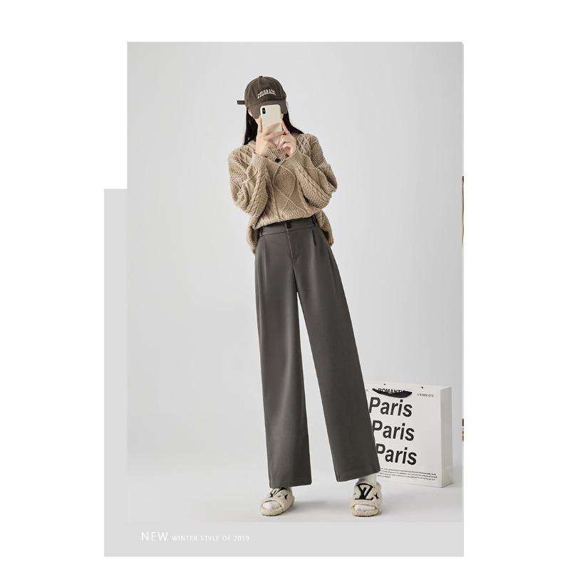 

Новые стильные брюки для костюма на весну, осень и зиму, повседневные широкие брюки из бархата с высокой талией и драпировкой из утолщенной шерсти для женщин XXL