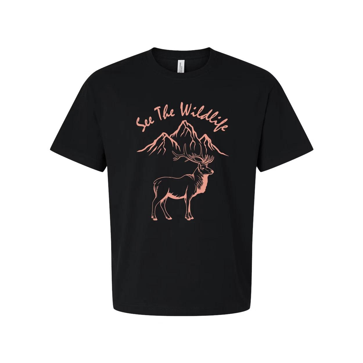 Unisex Wildlife Mountain Elk Graphic T Shirt Featuring See The Wildlife Design F XL