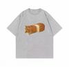 Summer Loose Funny Bread Cat Print Tshirt Unisex Oversized Cotton Short Sleeve Tee Harajuku Streetwear Casual Summer Tops