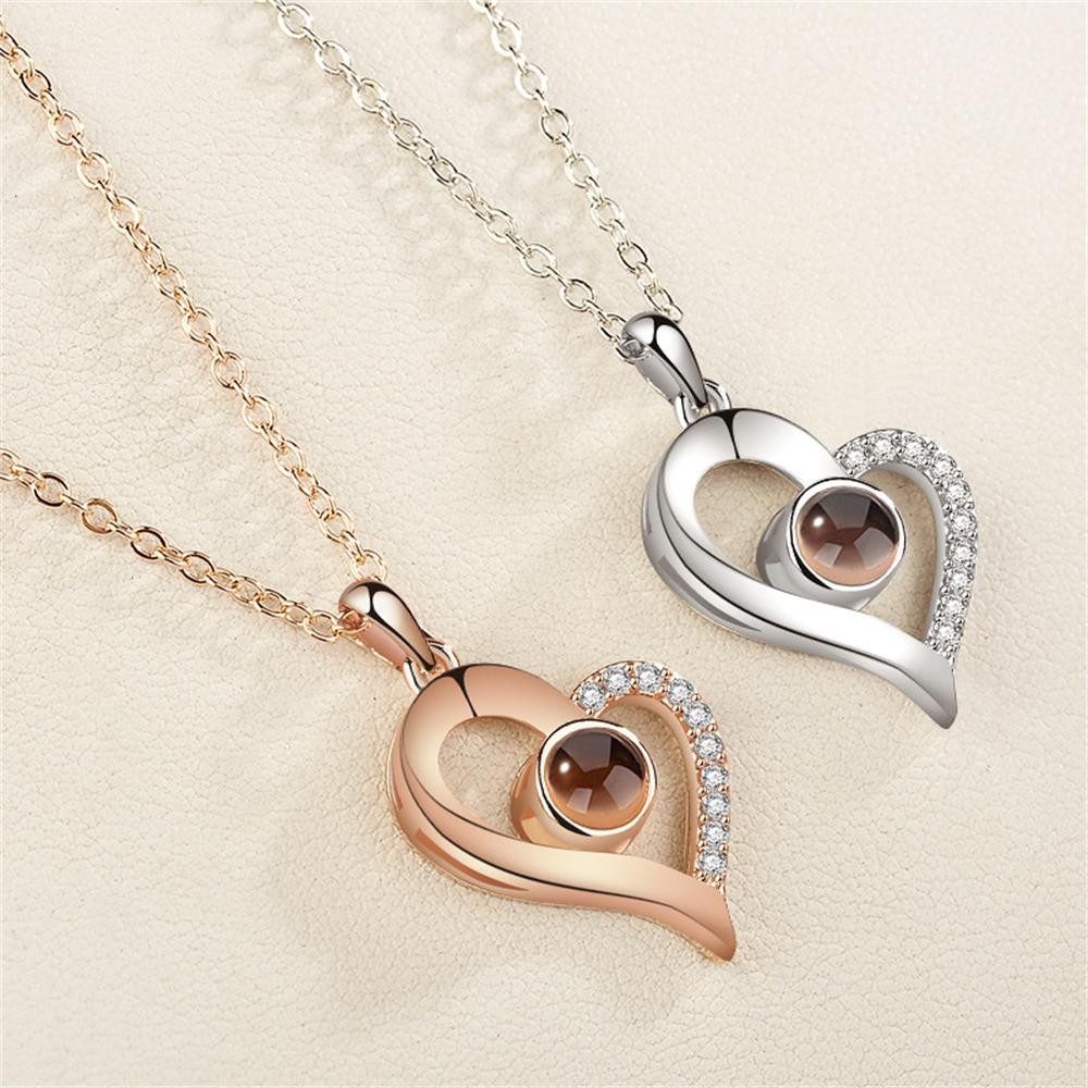 SUMENG New 100 Languages I Love You Projection Pendant Necklace Romantic Memory Wedding Jewelry Gifts 2024
