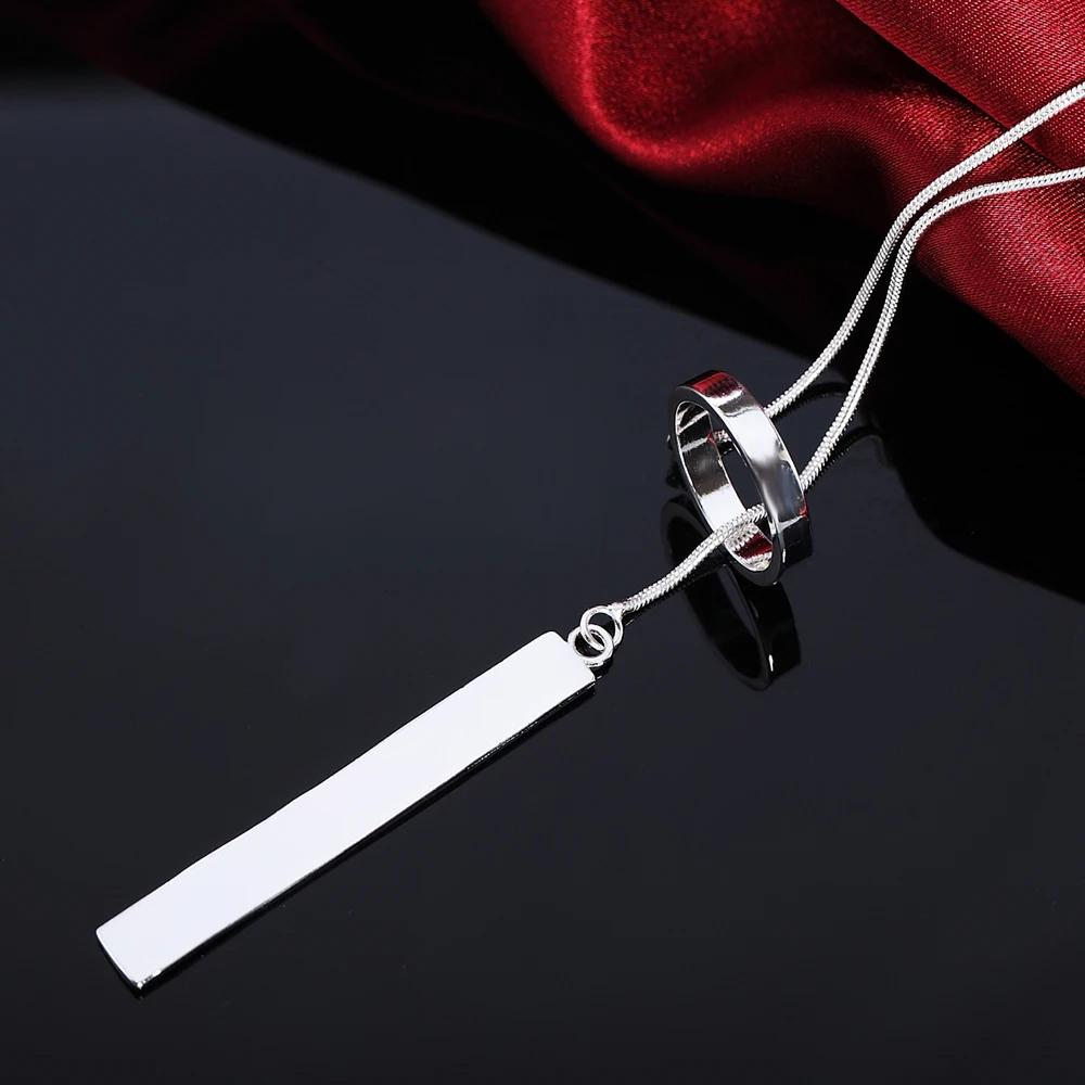 New Sterling Silver Necklace for Women Jewelry Inches Creative Round Pendant Fashion Christmas Gifts Wedding