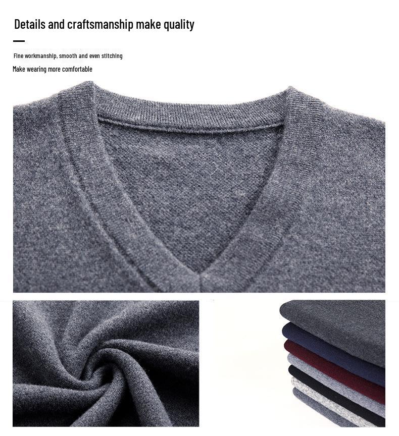 Herren Uni Wollweste mit V-Ausschnitt: Herbst-/Winter-Strickjacke für die Freizeit für mittlere und ältere Menschen