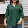 Women's Fashionable Casual Plus-Size V-Neck Button-Down Short-Sleeve Top